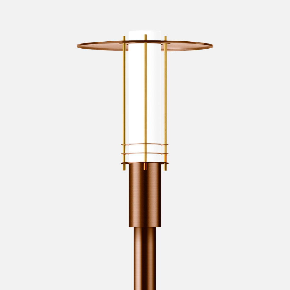 Cast bronze and copper pole-top luminaire